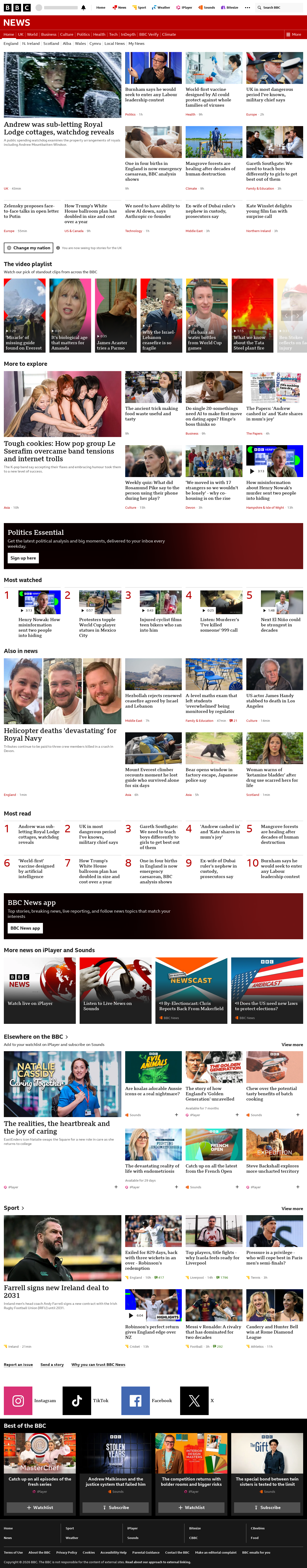 BBC News snapshot from Friday, 5 June 2026 at 10:00