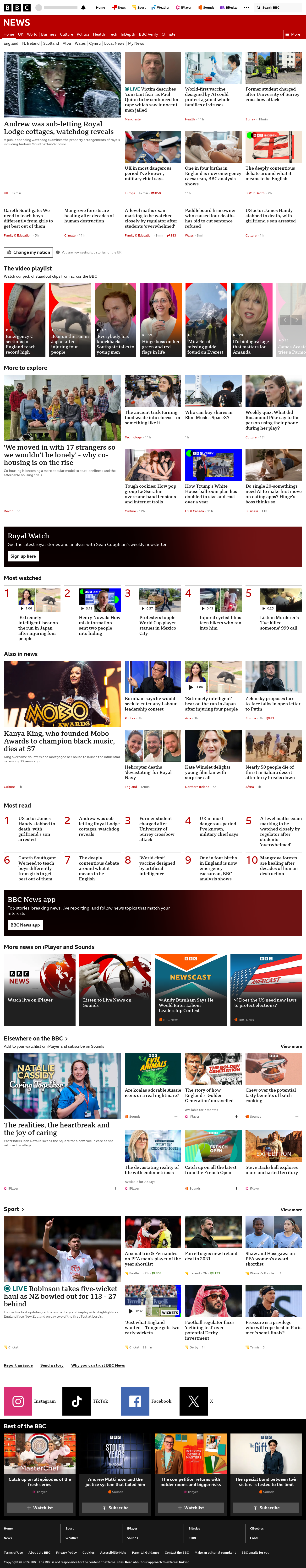 BBC News snapshot from Friday, 5 June 2026 at 12:00