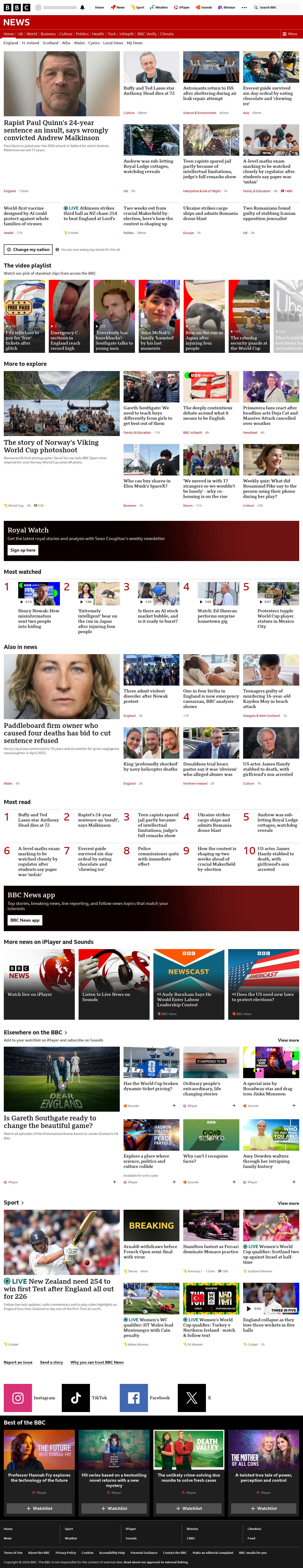 BBC News snapshot from Friday, 5 June 2026 at 18:00