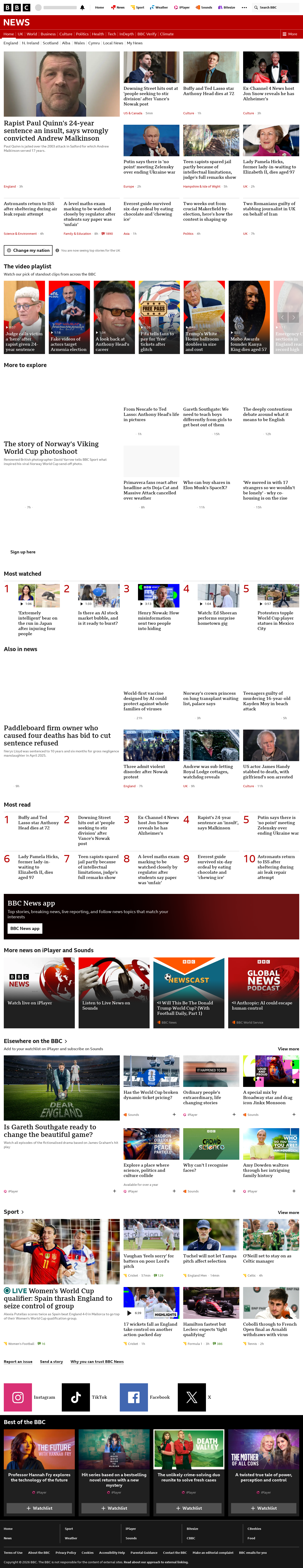 BBC News snapshot from Friday, 5 June 2026 at 22:00