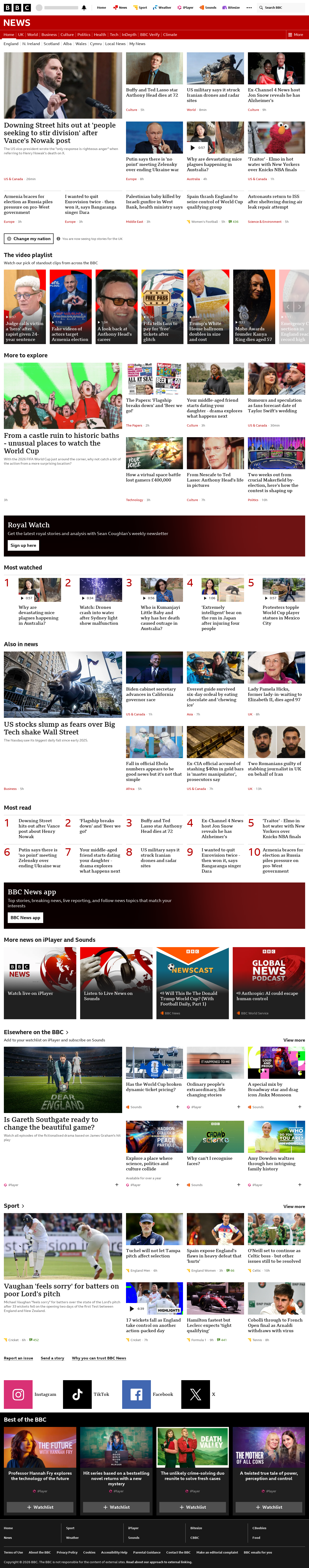BBC News snapshot from Saturday, 6 June 2026 at 04:00