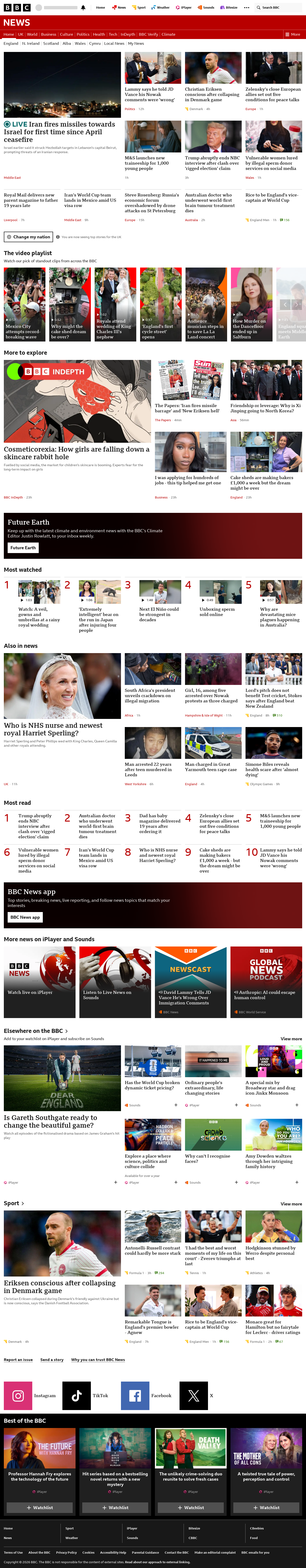 BBC News snapshot from Monday, 8 June 2026 at 00:00