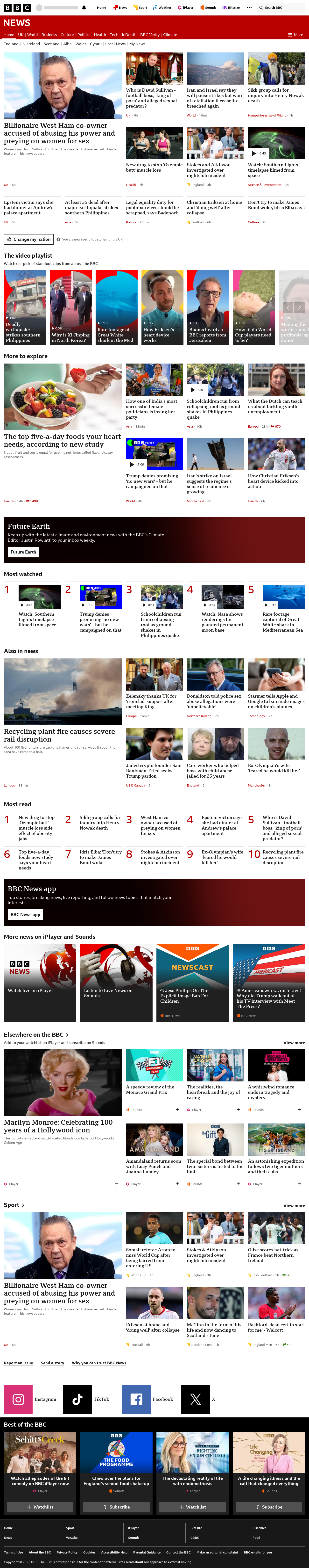 BBC News snapshot from Tuesday, 9 June 2026 at 00:00