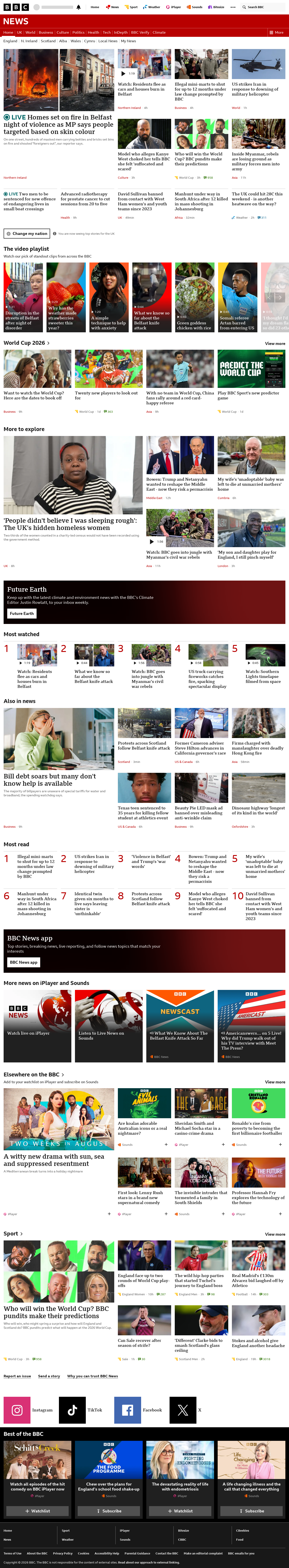 BBC News snapshot from Wednesday, 10 June 2026 at 10:00