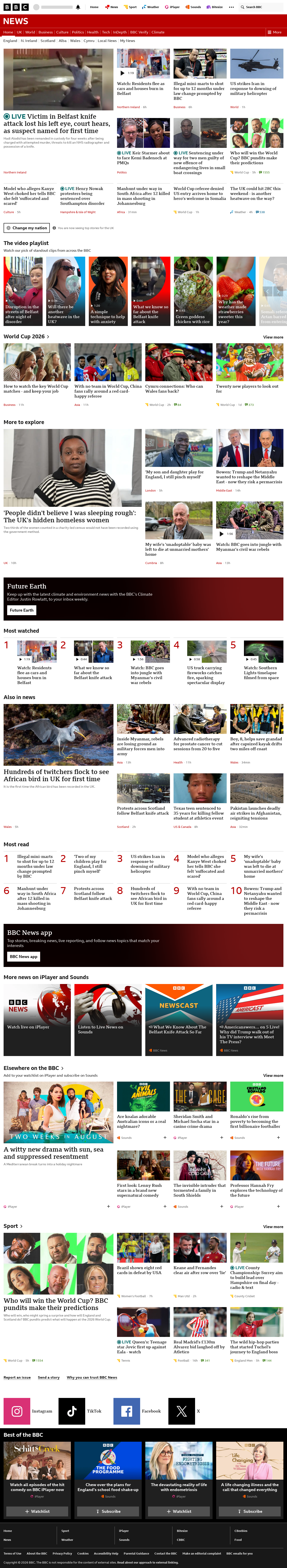 BBC News snapshot from Wednesday, 10 June 2026 at 12:00
