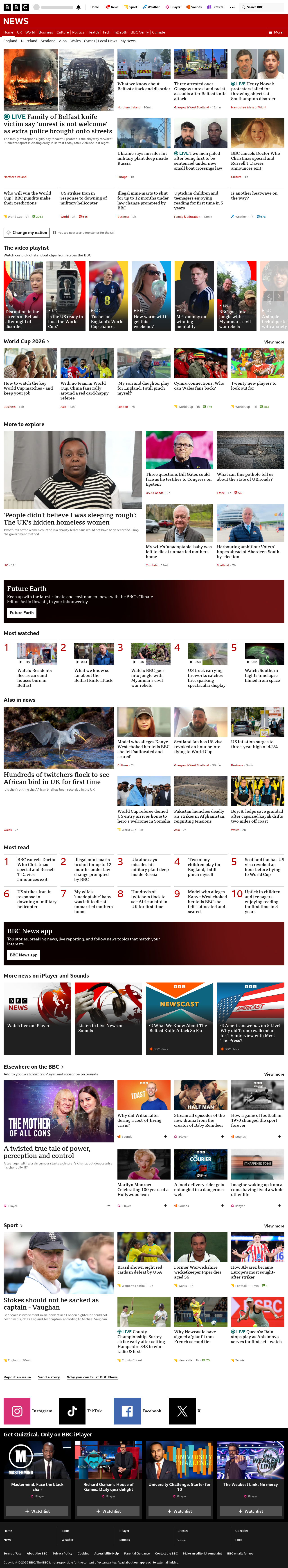 BBC News snapshot from Wednesday, 10 June 2026 at 14:00