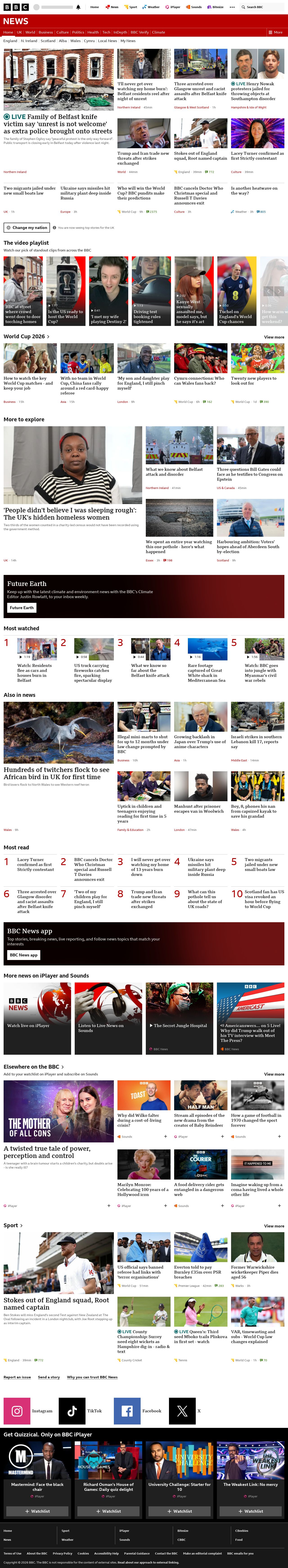 BBC News snapshot from Wednesday, 10 June 2026 at 16:00