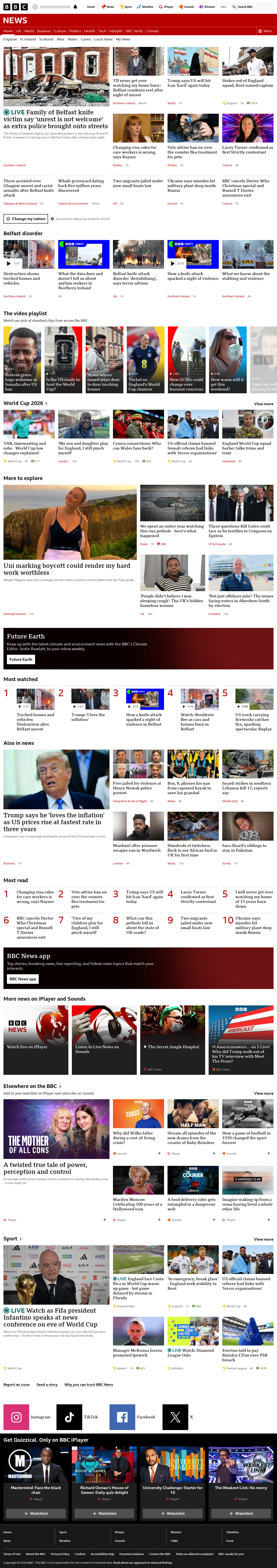 BBC News snapshot from Wednesday, 10 June 2026 at 20:00