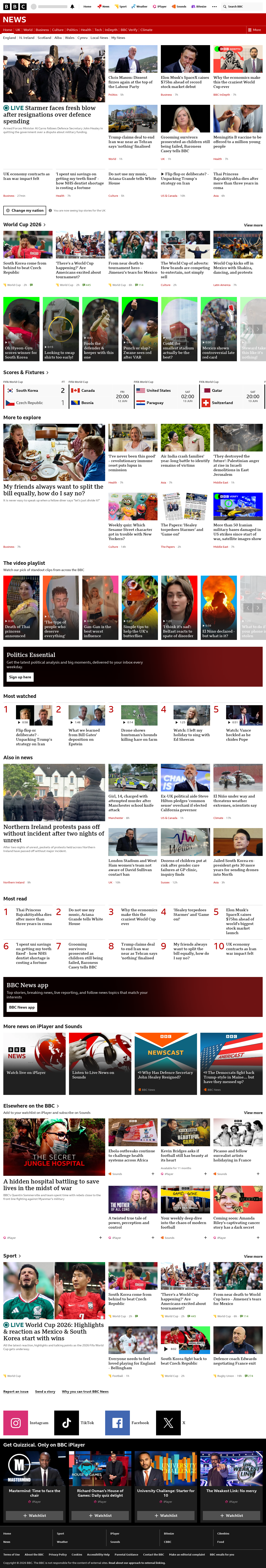 BBC News snapshot from Friday, 12 June 2026 at 08:00