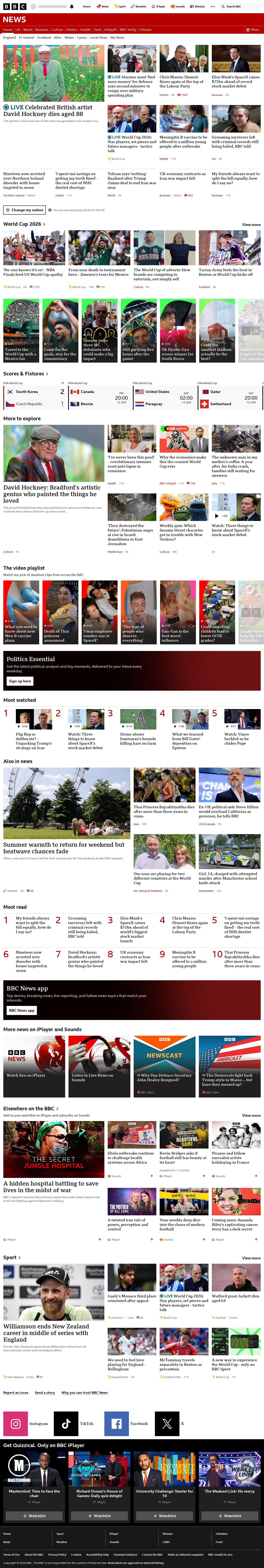 BBC News snapshot from Friday, 12 June 2026 at 12:00