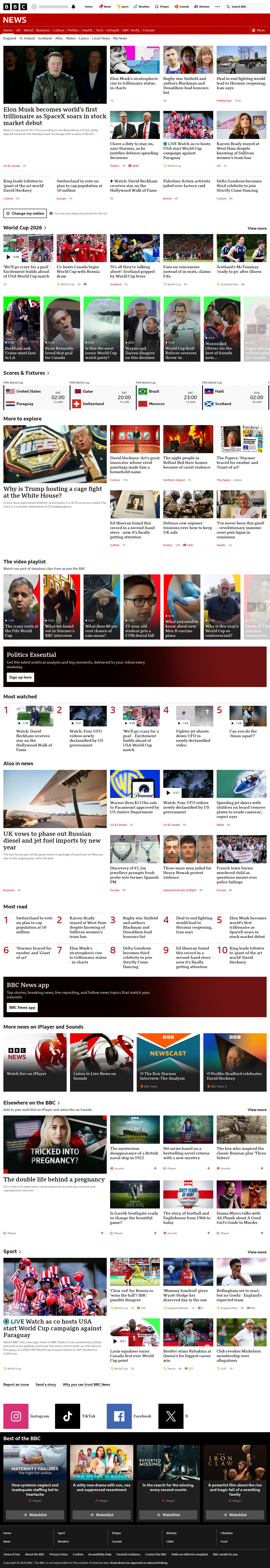 BBC News snapshot from Saturday, 13 June 2026 at 02:00