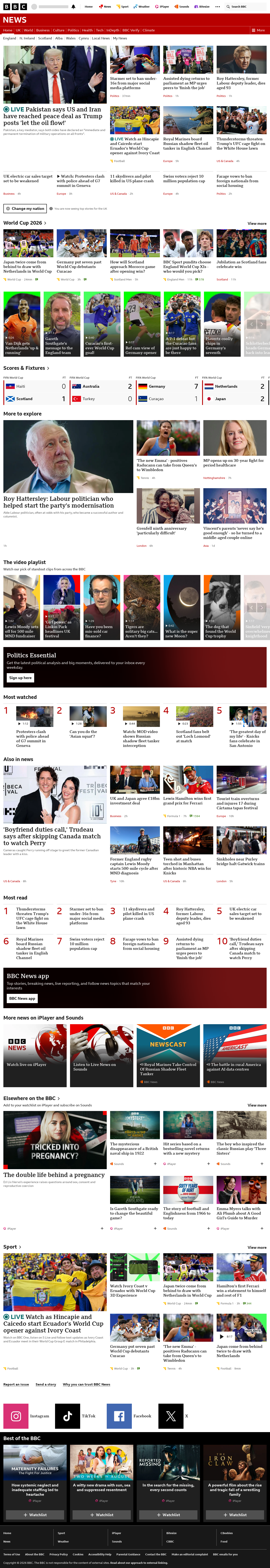 BBC News snapshot from Monday, 15 June 2026 at 00:00