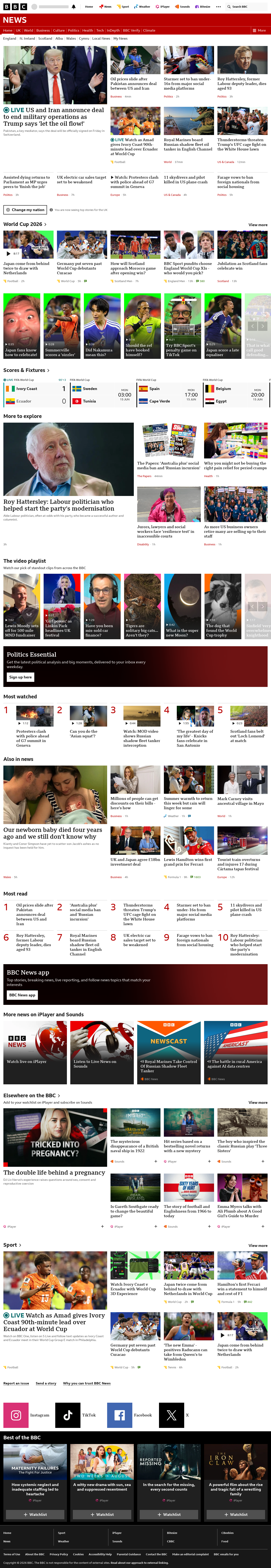 BBC News snapshot from Monday, 15 June 2026 at 02:00