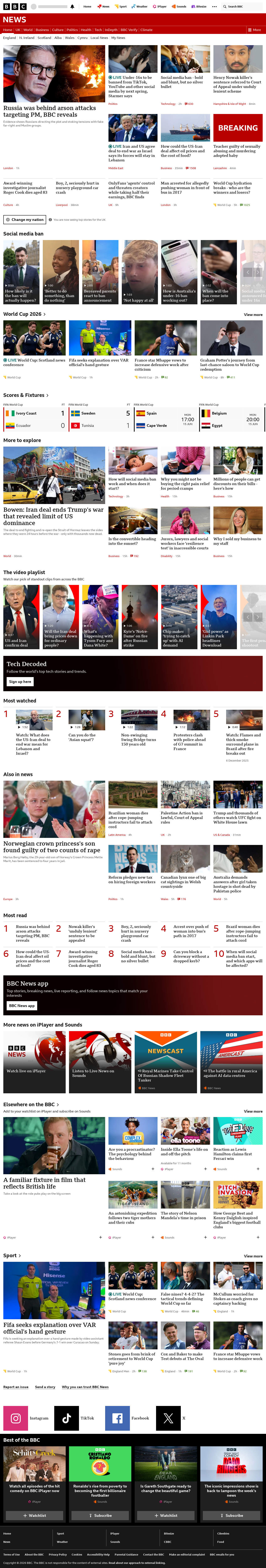 BBC News snapshot from Monday, 15 June 2026 at 16:00