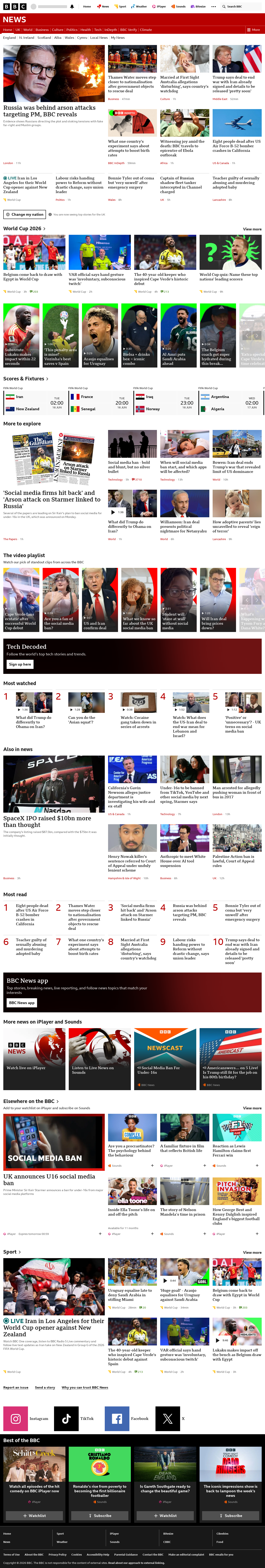 BBC News snapshot from Tuesday, 16 June 2026 at 02:00