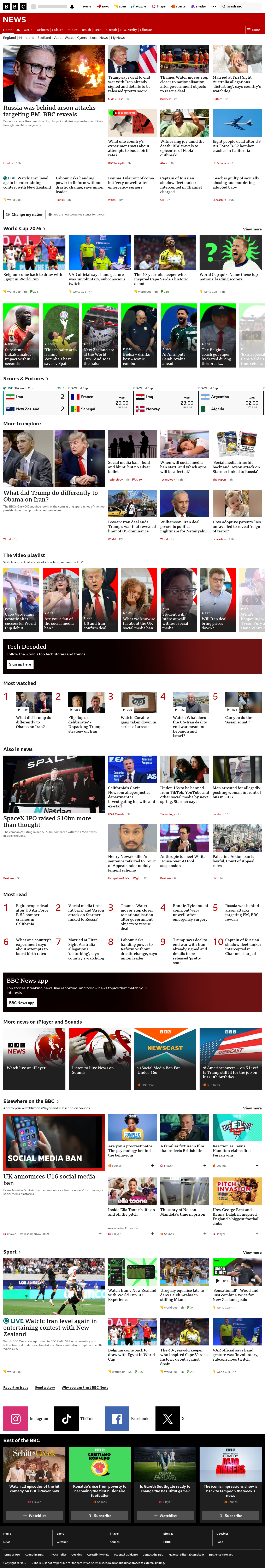 BBC News snapshot from Tuesday, 16 June 2026 at 04:00