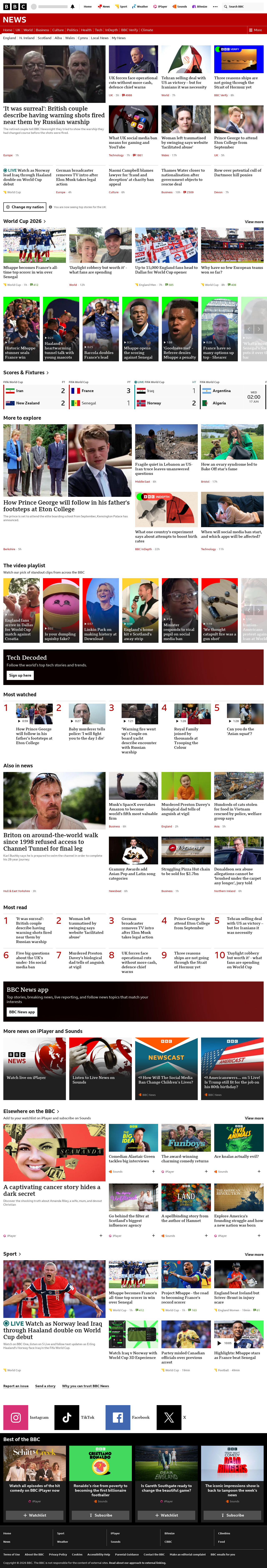 BBC News snapshot from Wednesday, 17 June 2026 at 00:00