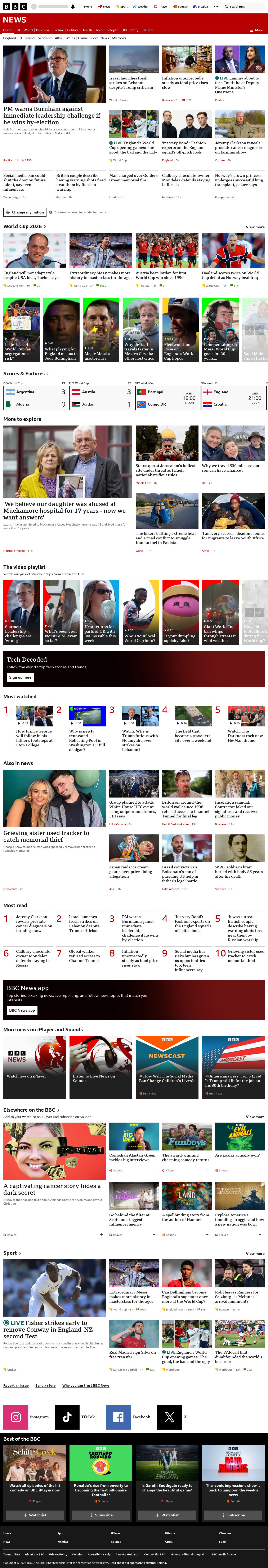 BBC News snapshot from Wednesday, 17 June 2026 at 12:00