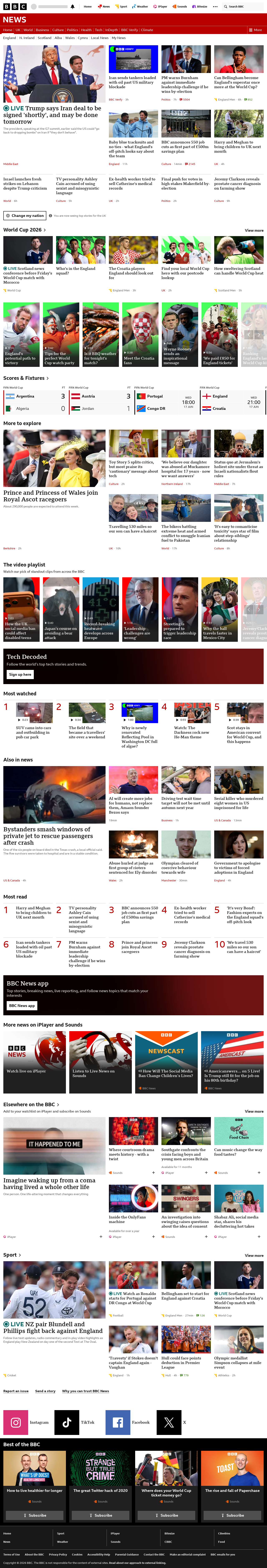 BBC News snapshot from Wednesday, 17 June 2026 at 18:00