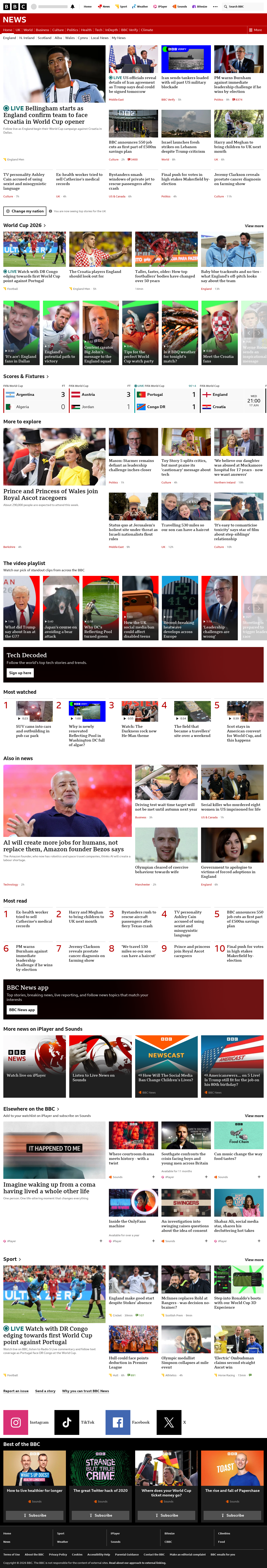 BBC News snapshot from Wednesday, 17 June 2026 at 20:00