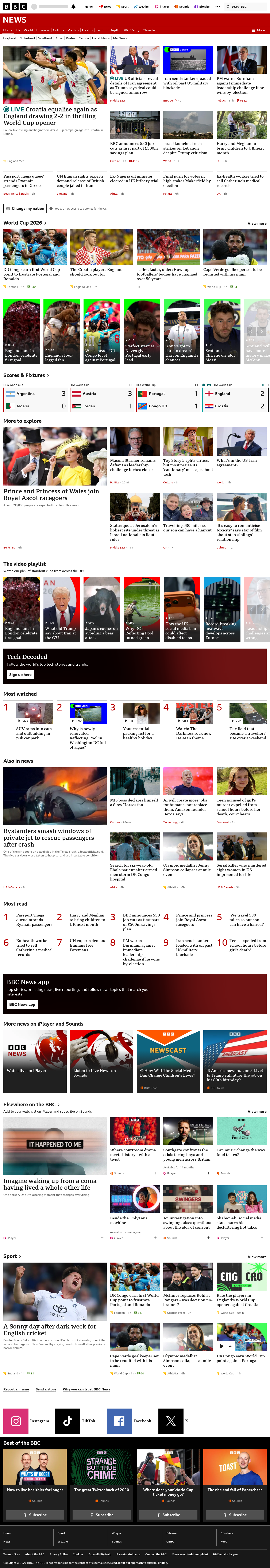 BBC News snapshot from Wednesday, 17 June 2026 at 22:00