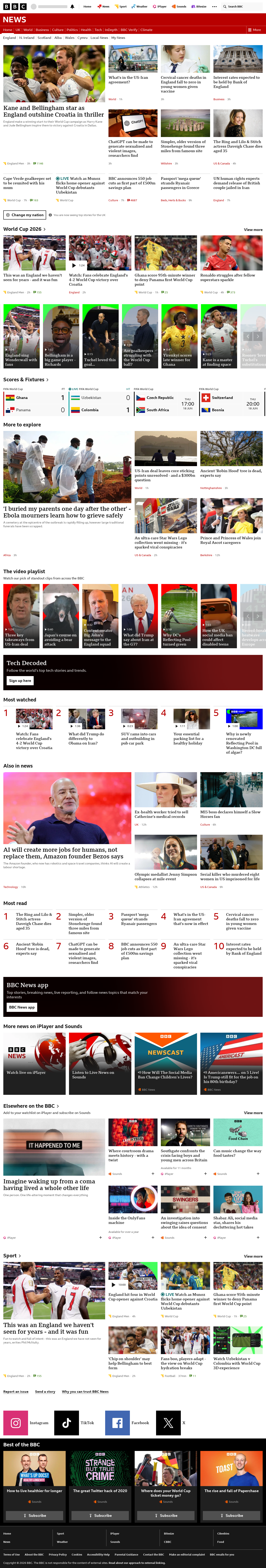 BBC News snapshot from Thursday, 18 June 2026 at 04:00