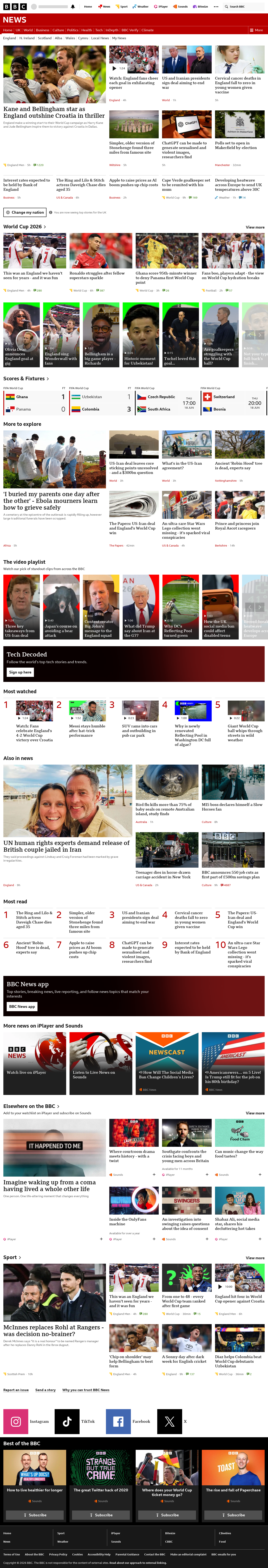 BBC News snapshot from Thursday, 18 June 2026 at 06:00