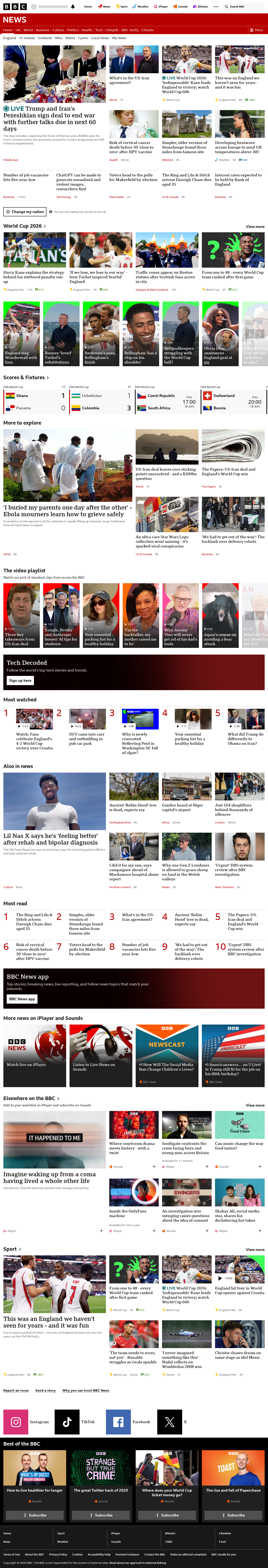 BBC News snapshot from Thursday, 18 June 2026 at 10:00