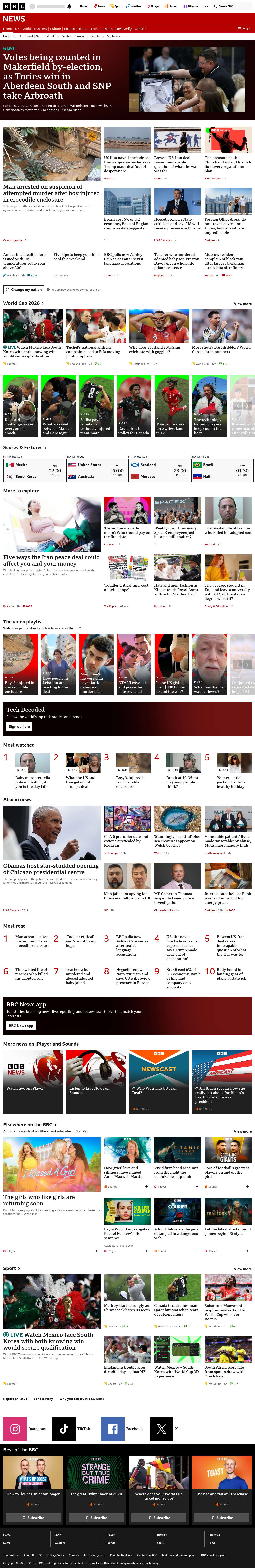 BBC News snapshot from Friday, 19 June 2026 at 02:00