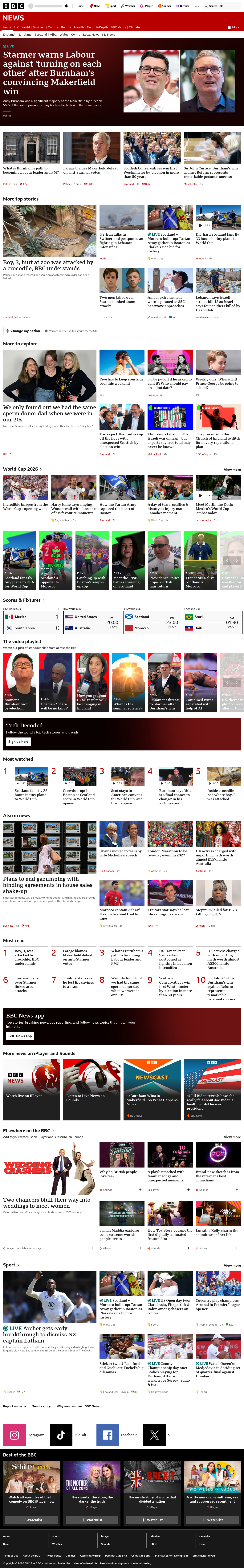 BBC News snapshot from Friday, 19 June 2026 at 14:00