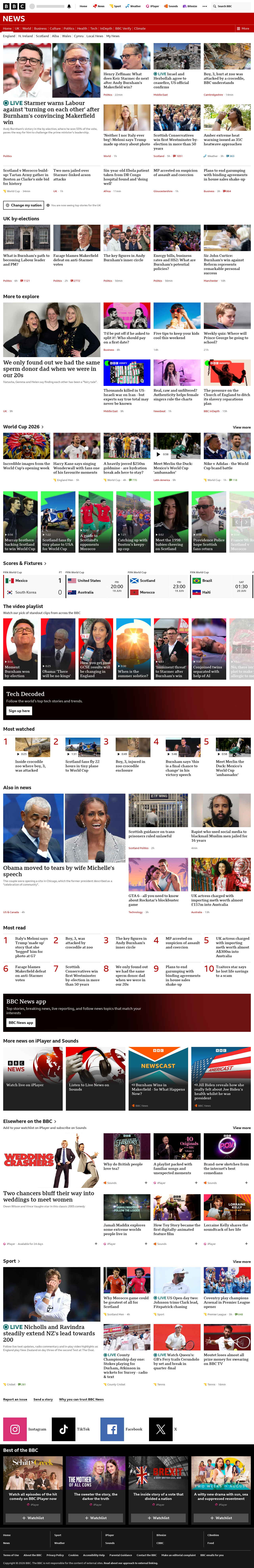 BBC News snapshot from Friday, 19 June 2026 at 16:00