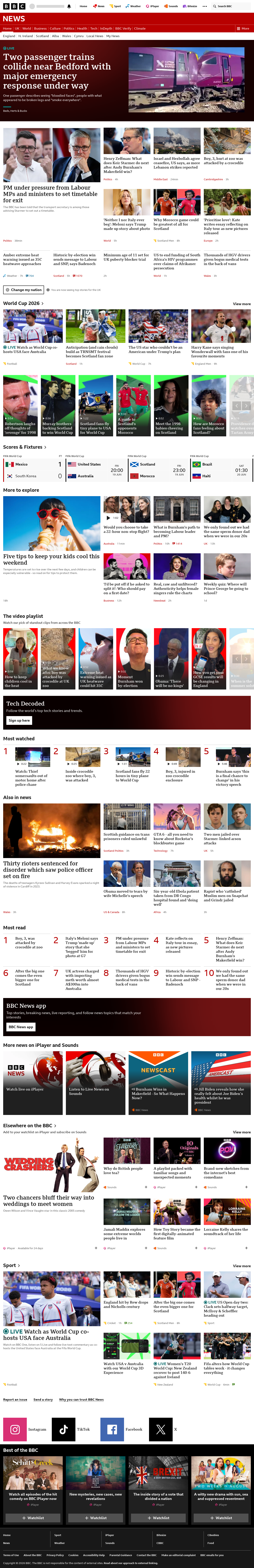 BBC News snapshot from Friday, 19 June 2026 at 20:00