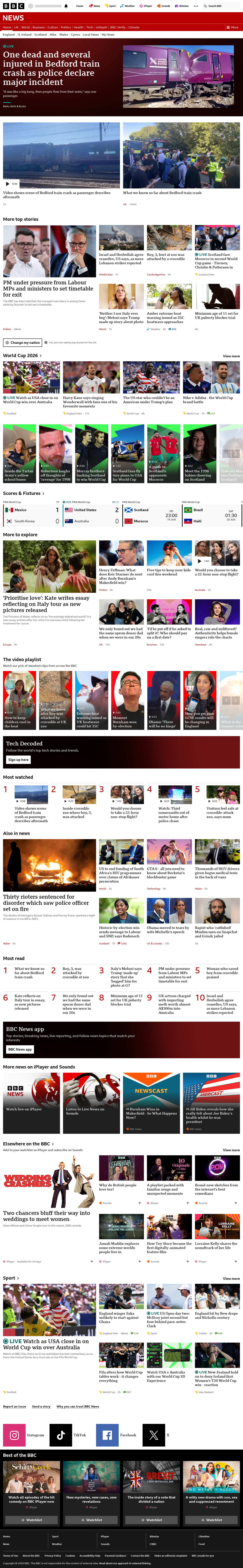 BBC News snapshot from Friday, 19 June 2026 at 22:00