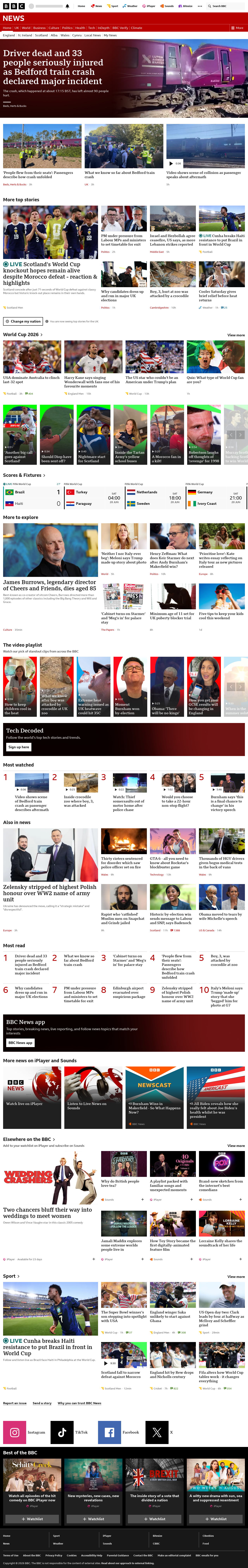 BBC News snapshot from Saturday, 20 June 2026 at 02:00