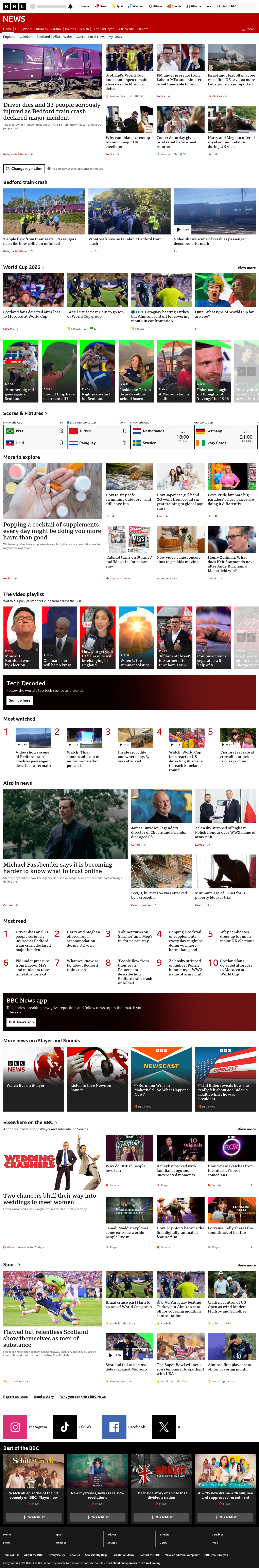 BBC News snapshot from Saturday, 20 June 2026 at 06:00