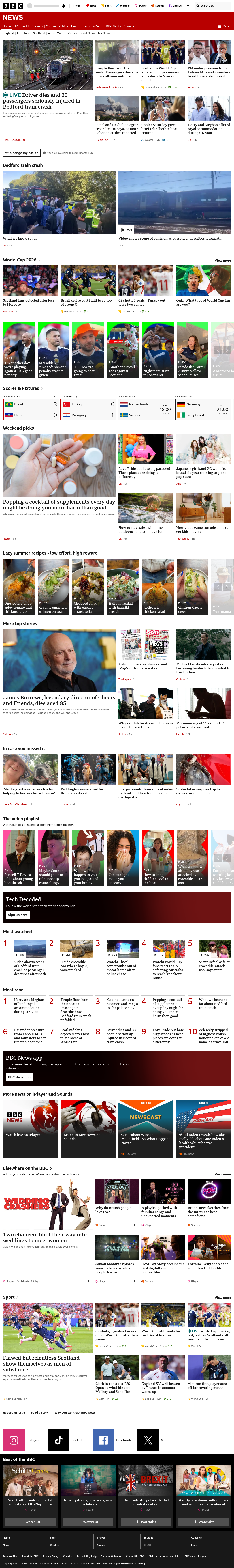 BBC News snapshot from Saturday, 20 June 2026 at 08:00
