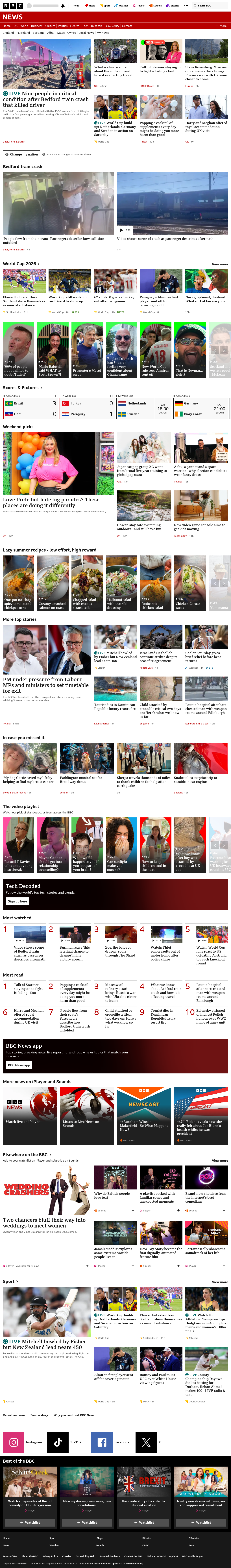 BBC News snapshot from Saturday, 20 June 2026 at 14:00