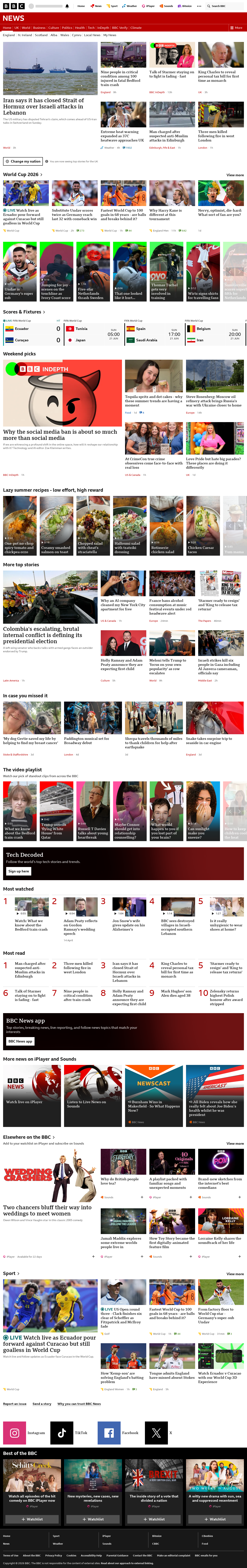 BBC News snapshot from Sunday, 21 June 2026 at 02:00