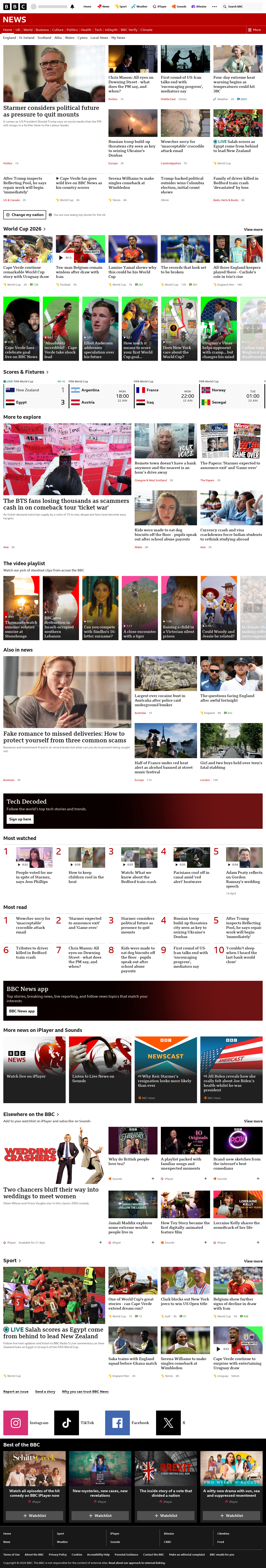 BBC News snapshot from Monday, 22 June 2026 at 04:00