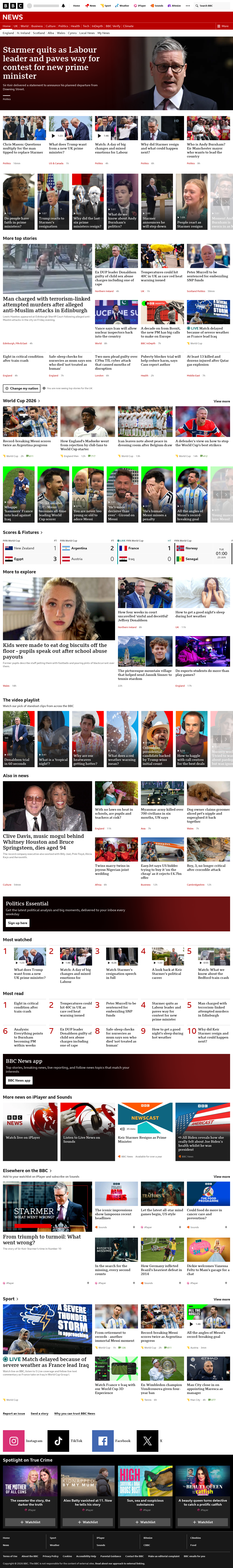 BBC News snapshot from Tuesday, 23 June 2026 at 00:00