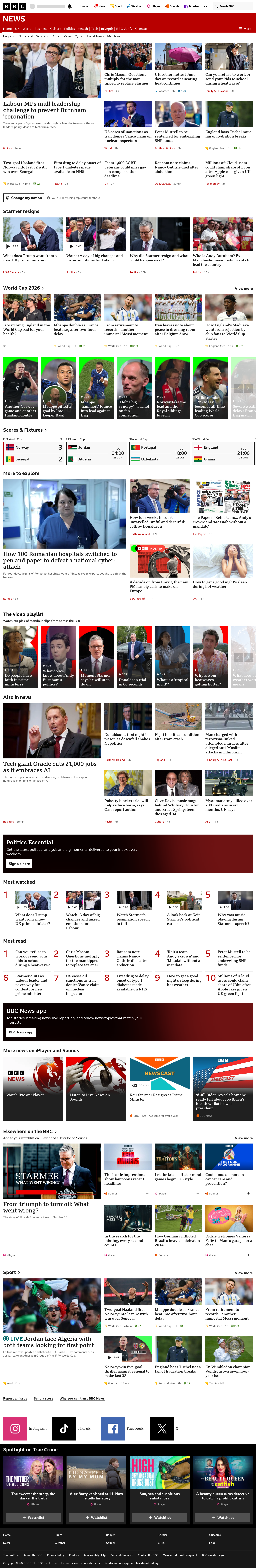 BBC News snapshot from Tuesday, 23 June 2026 at 04:00