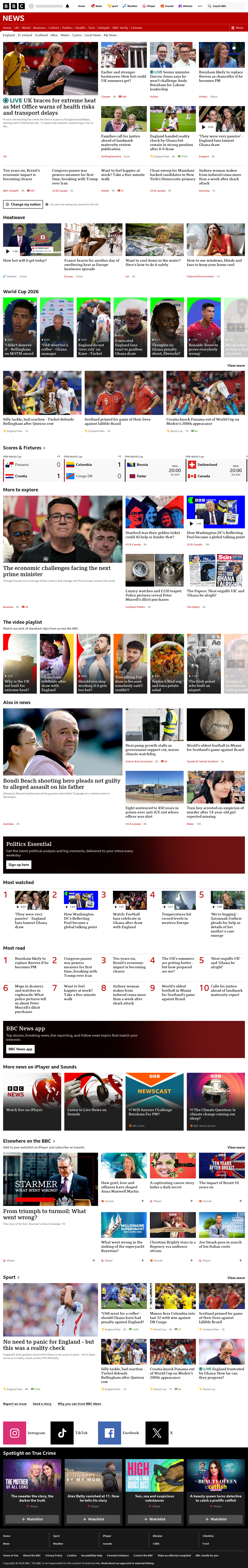BBC News snapshot from Wednesday, 24 June 2026 at 10:00