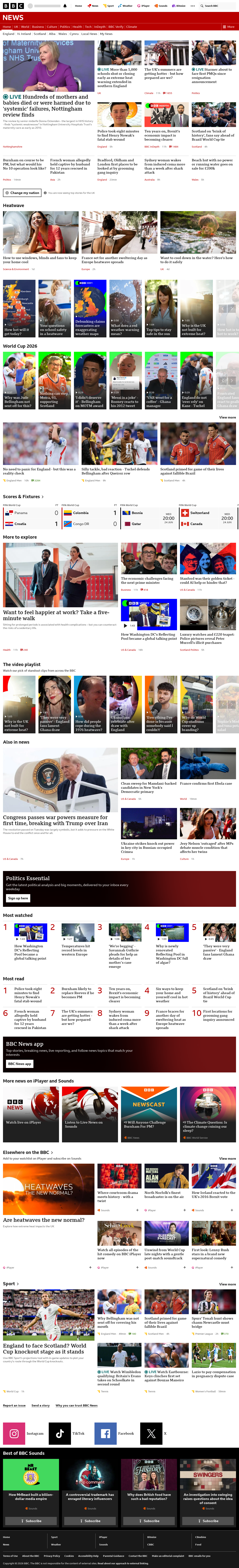 BBC News snapshot from Wednesday, 24 June 2026 at 12:00