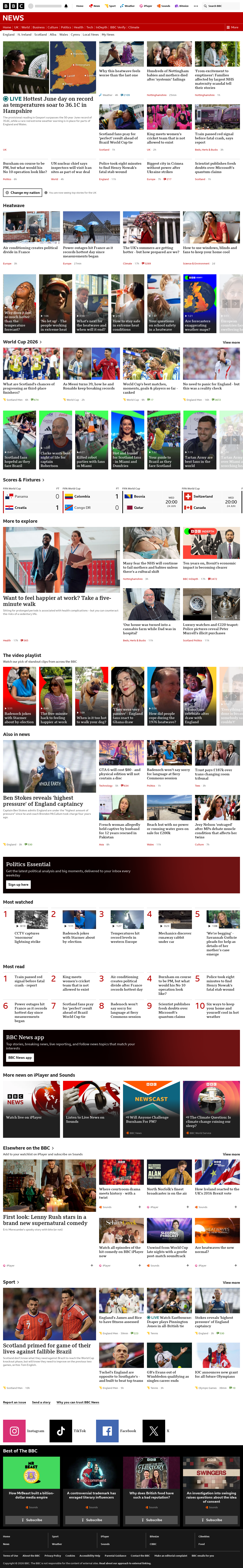 BBC News snapshot from Wednesday, 24 June 2026 at 18:00