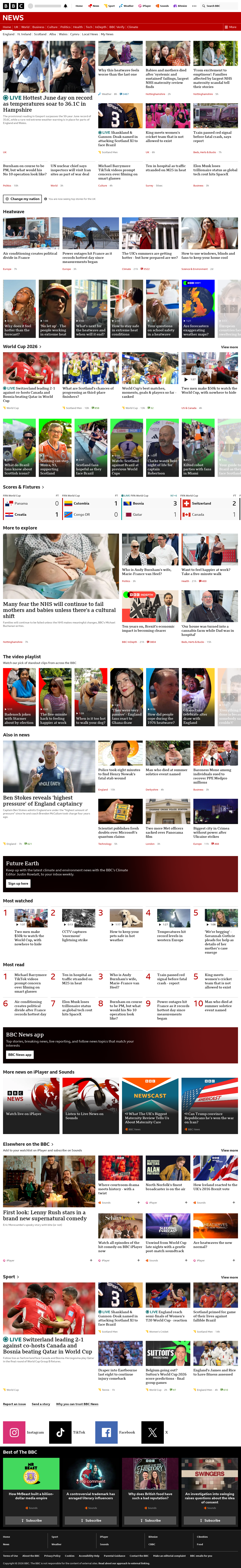 BBC News snapshot from Wednesday, 24 June 2026 at 22:00