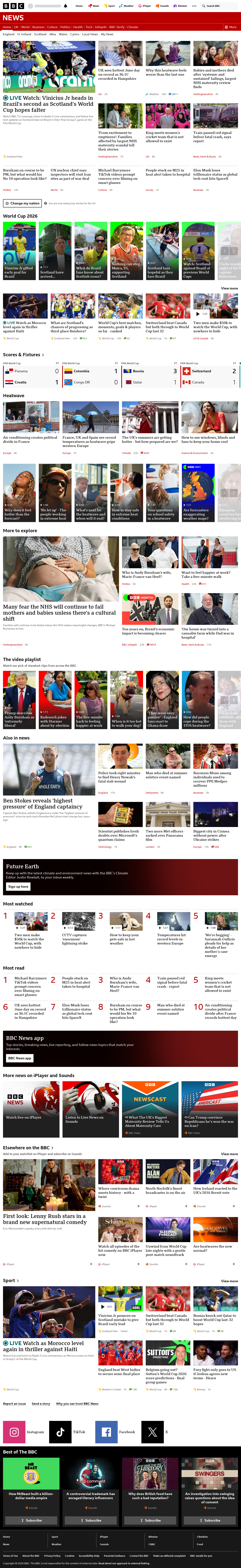 BBC News snapshot from Thursday, 25 June 2026 at 00:00