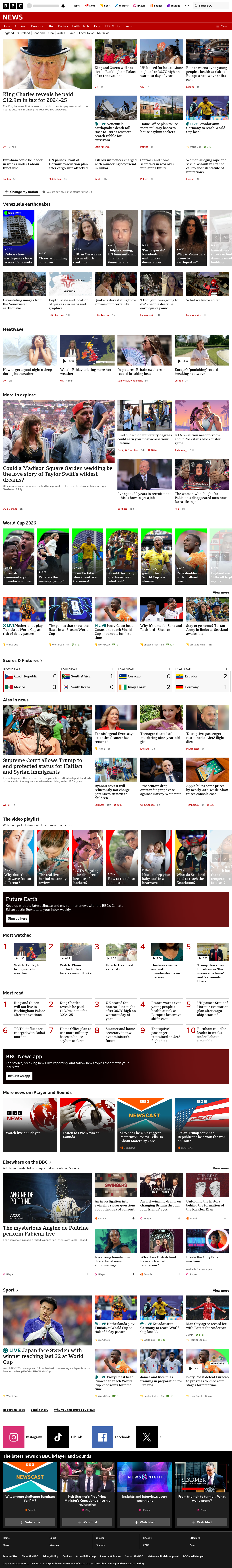 BBC News snapshot from Friday, 26 June 2026 at 00:00