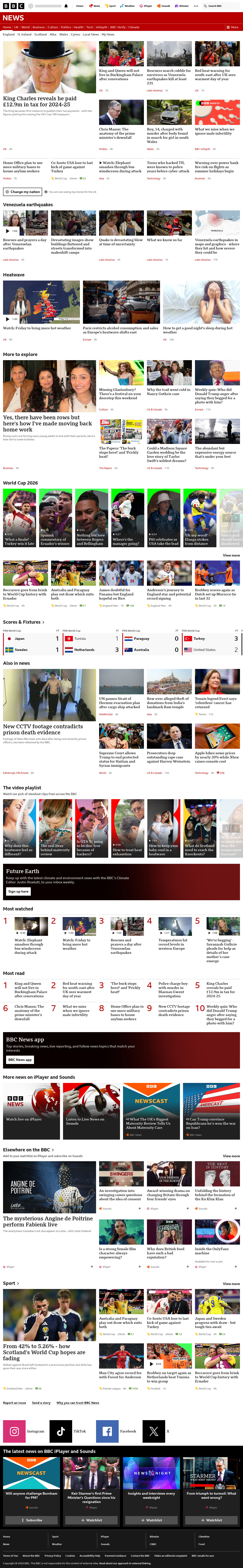 BBC News snapshot from Friday, 26 June 2026 at 06:00