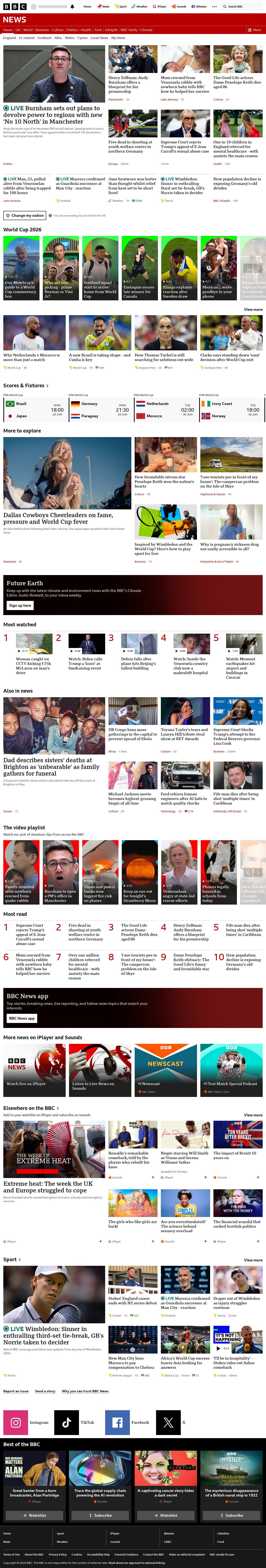 BBC News snapshot from Monday, 29 June 2026 at 16:00