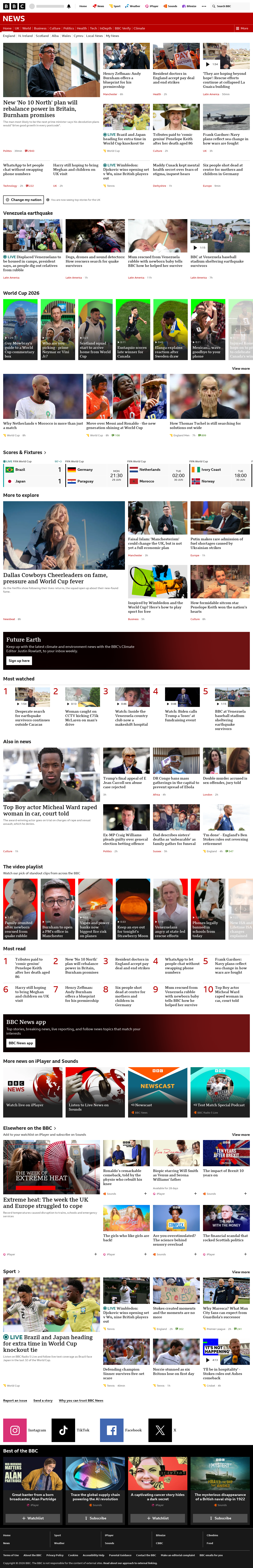 BBC News snapshot from Monday, 29 June 2026 at 20:00